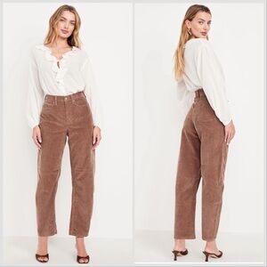 NWT Old Navy High-Rise Barrel Leg Corduroy Pants - 6P Mauve
